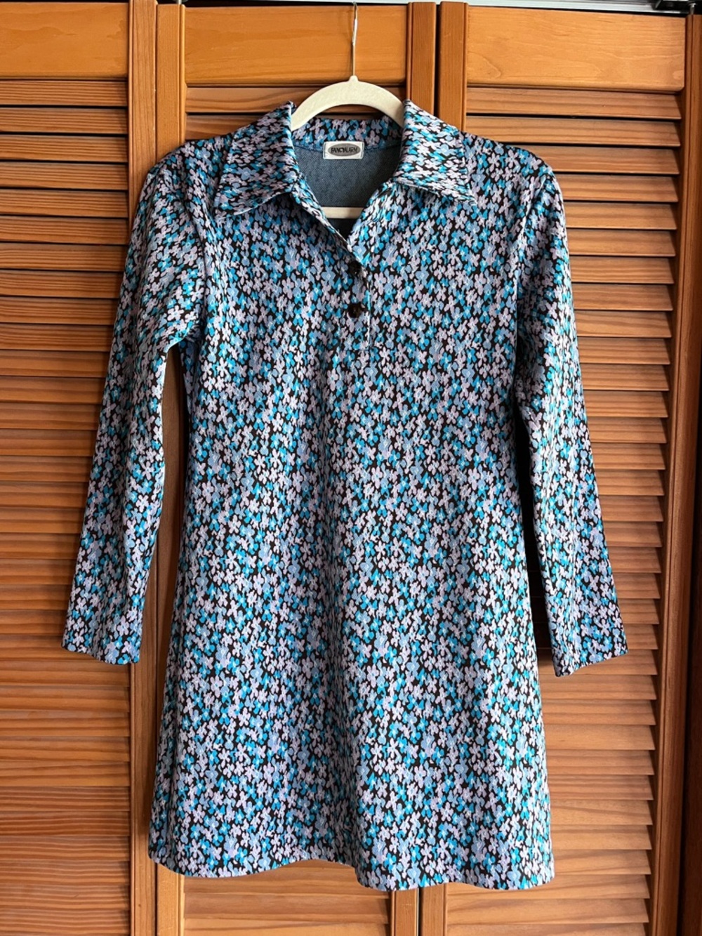 Vintage Floral A-Line Dress with collar